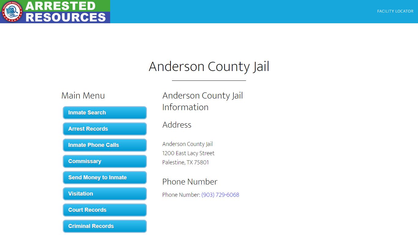 Anderson County Jail - Inmate Search - Palestine, TX